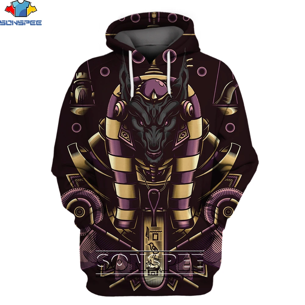 

SONSPEE Ancient Egypt Mythology Anubis Hoodie 3D Printing Men Women Fun Clothing Mystery Harajuku Oversize Hooded Pullover
