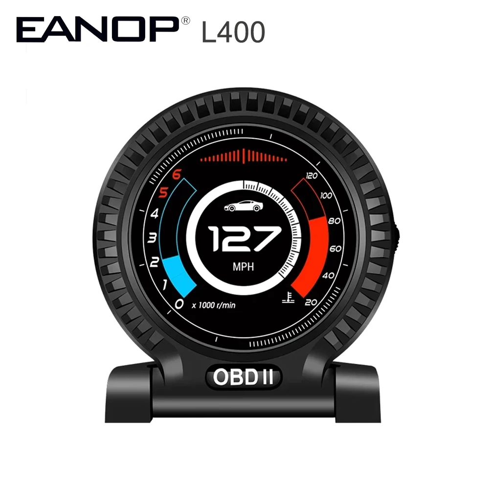 

EANOP L400 HUD Head up Display OBD scanner Speedometer 9 Interface Brake Accelorator Test OBDII Trip Computer KMH/MPH