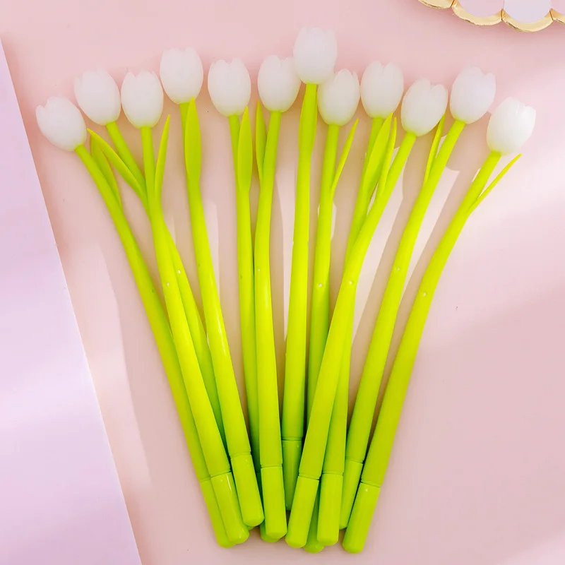 

3Pcs Silicone Creative Cute Tulips Colour In Light Flower Stationery Office School Supplies Gift Simulation Cute Pen Stationery