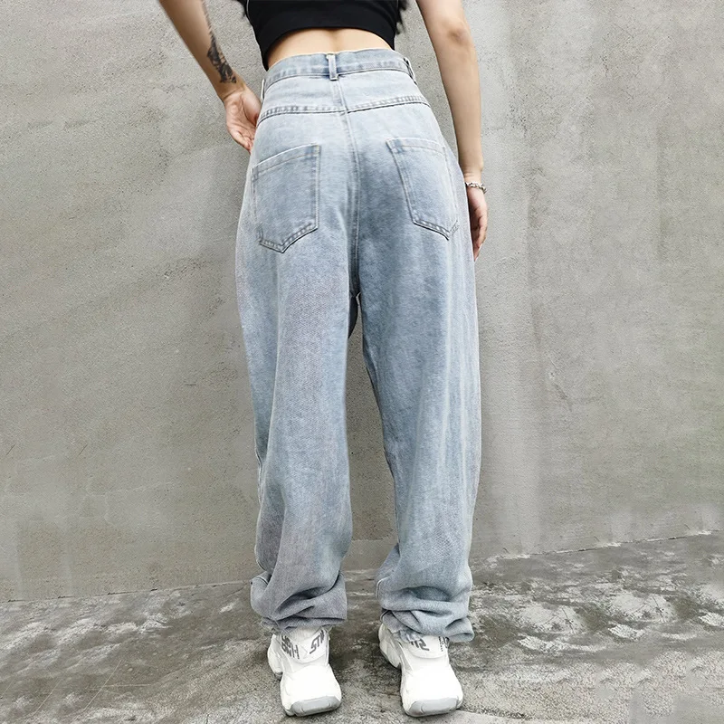 Джинсы женские осенние модели 2020 новые рваные светло голубые прямые брюки с
