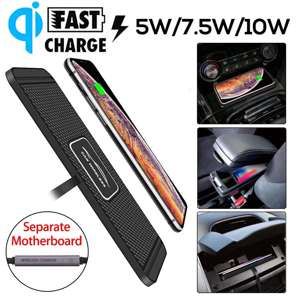 

10W Car Qi Wireless Charger Pad Fast Charging Dock Station Non-slip Mat Car Dashboard Holder Stand for iPhone 11 XR 12 x Samsung