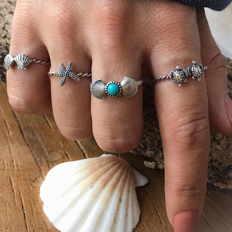 Набор колец на палец в богемном стиле 4 шт. | Украшения и аксессуары