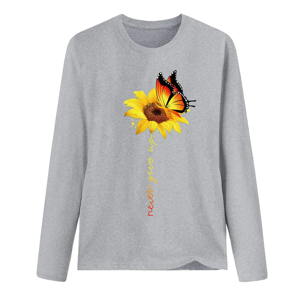 2019 Женская мода плюс размер принт круглый вырез с длинными рукавами женские