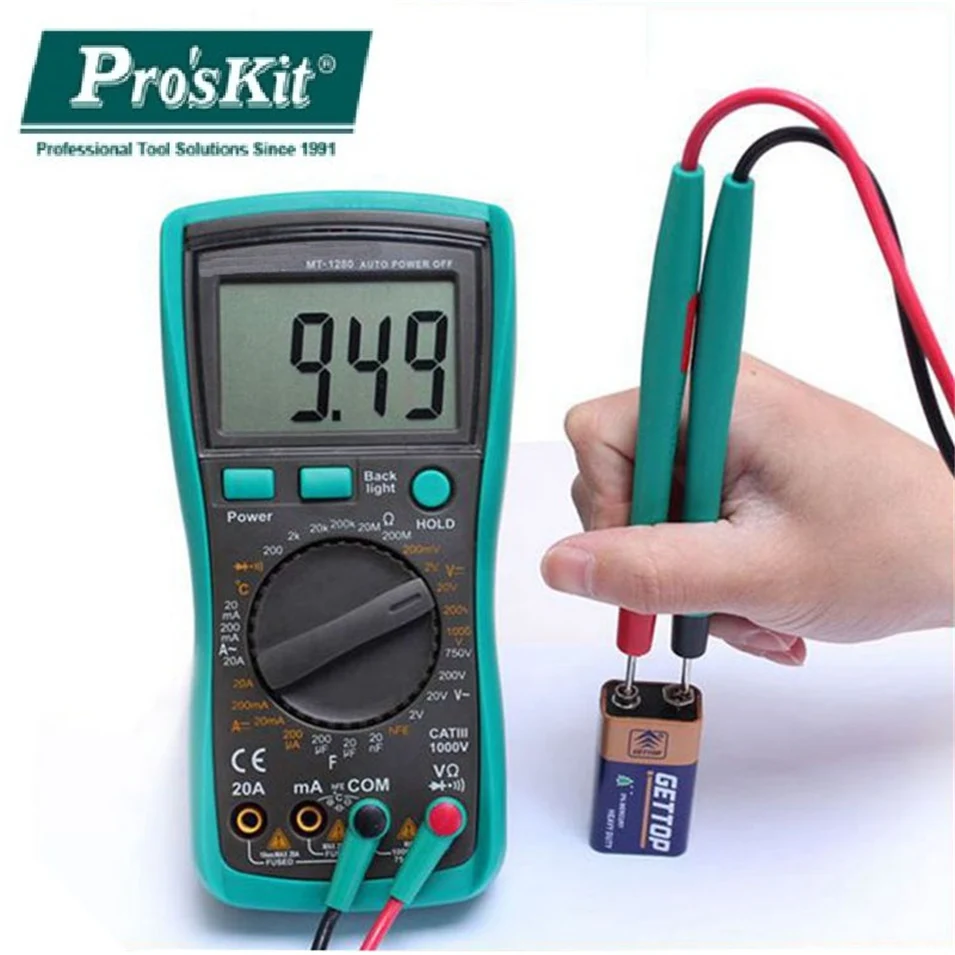 

Pro 'sKit MT-1232 MT-1280 Digital TRUE RMS Multimeter Multi-Functional DC AC Voltage Current Capacity Resistance Tester