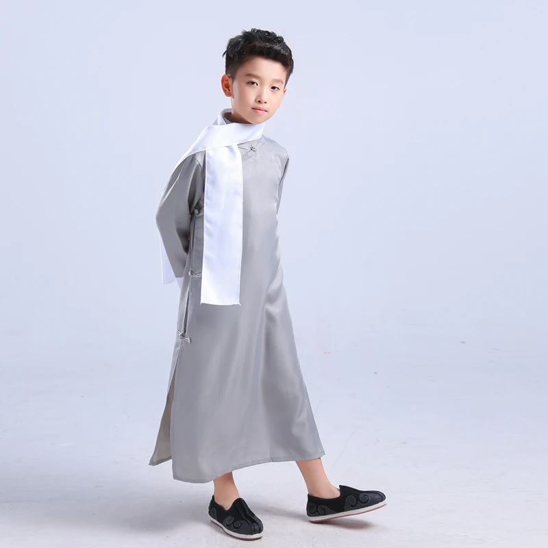 One grey gown Китайские традиционные новогодние костюмы для детей; классический костюм для девочек в стиле Тан; Hanfu Xiangsheng Crosstalk Robe; платье для выступлений - Цвет: One grey gown