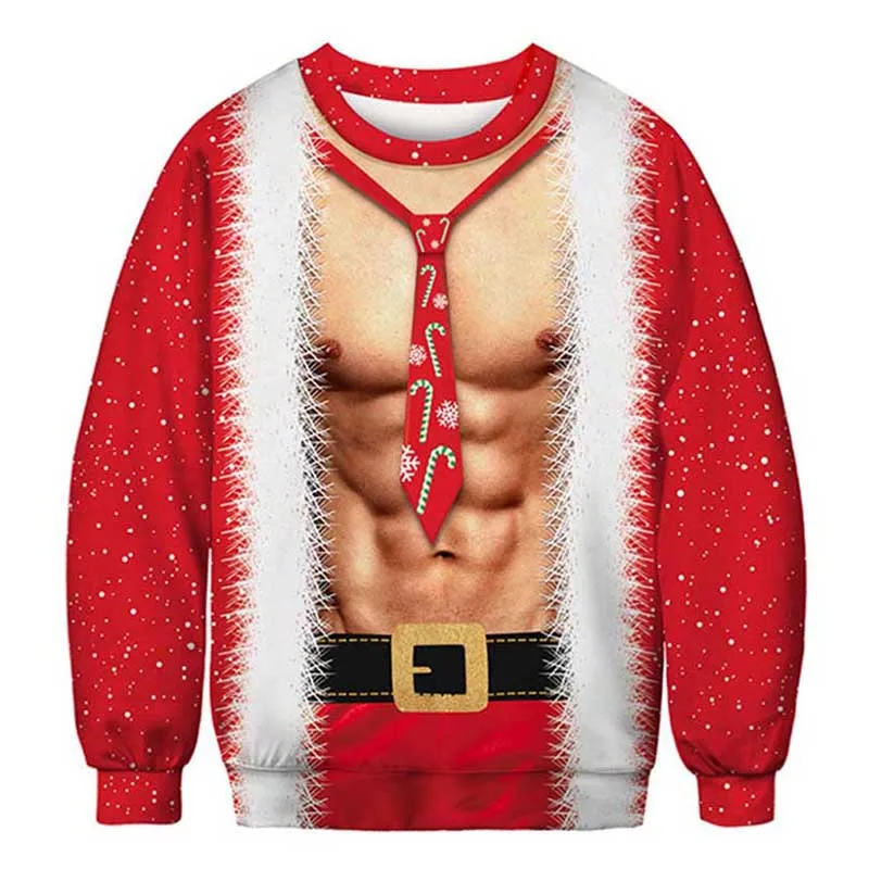 chl20190806sweater-7 Уродливый Рождественский свитер с принтом Санта Клауса, свободный свитер для мужчин и женщин, Рождественский осенне-зимний топ, одежда - Цвет: chl20190806sweater-7