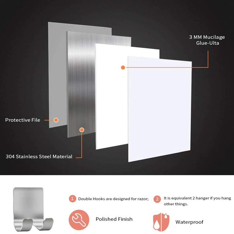 2 упак. Держатель для бритвы крючок вешалка стойки самоклеящаяся нержавеющая