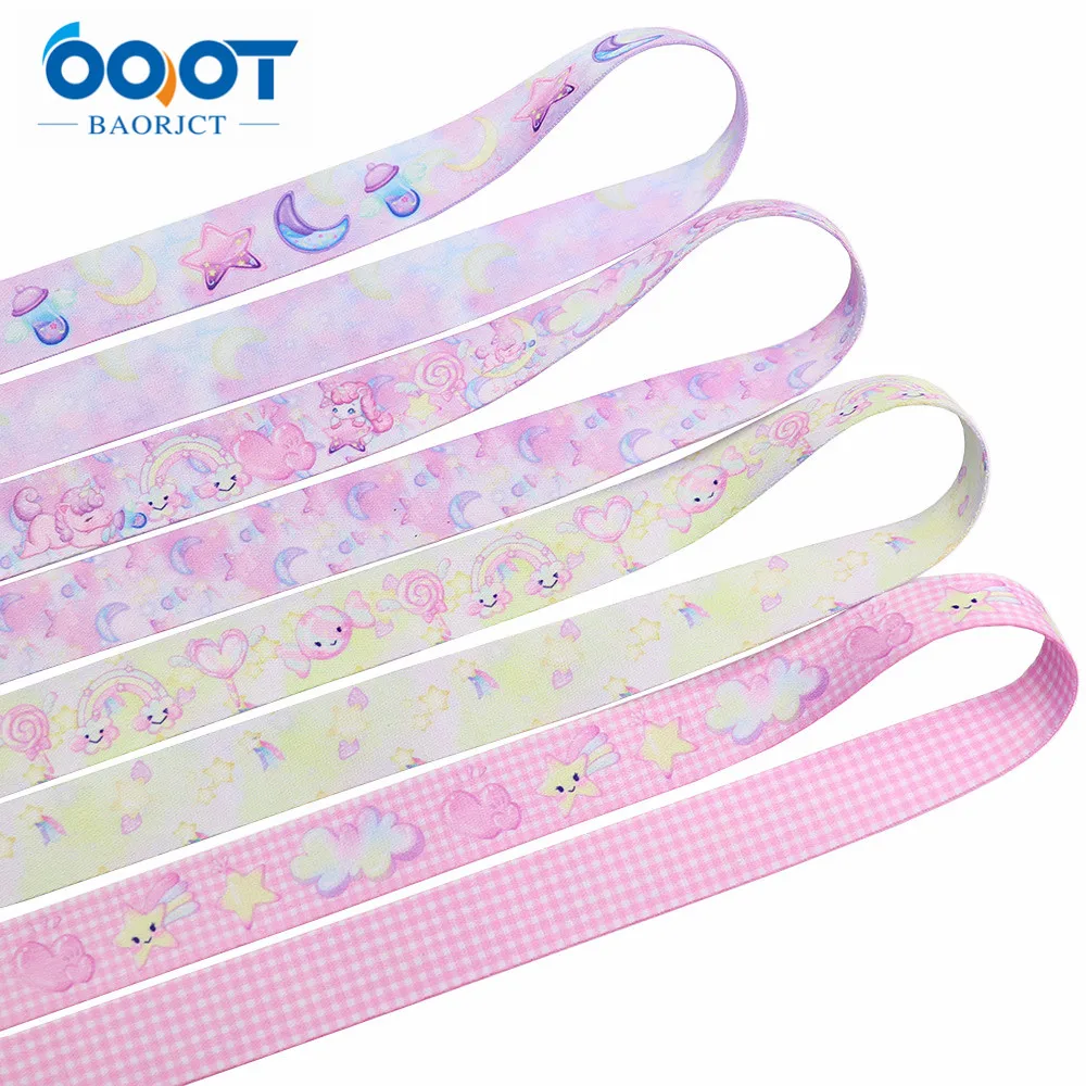 3/4 дюйма двухсторонняя Единорог нежный Цвета плотная лента 10 ярдов DIY Ошейник