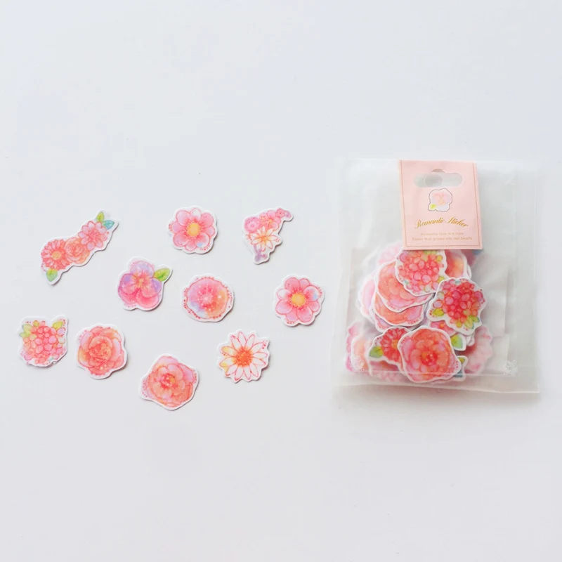 60 шт./упак. розовые цветы ручной работы декоративные наклейки Дневник для