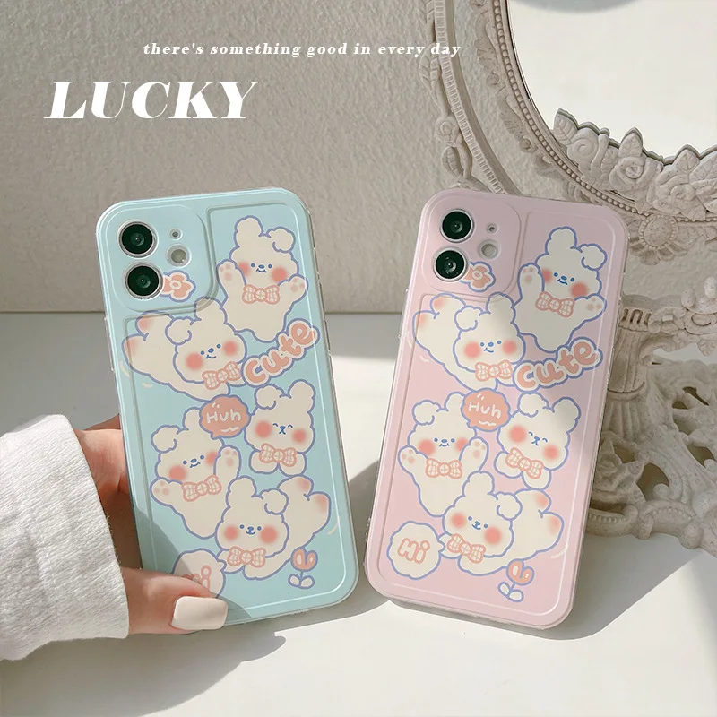 

Cartoon Animal Cute Rabbits Case Cover For iPhone 12 12min 12Pro 12ProMax 11 11Pro 11ProMax SE2020 X XS XSMAX XR 7 8 7Plus 8Plus