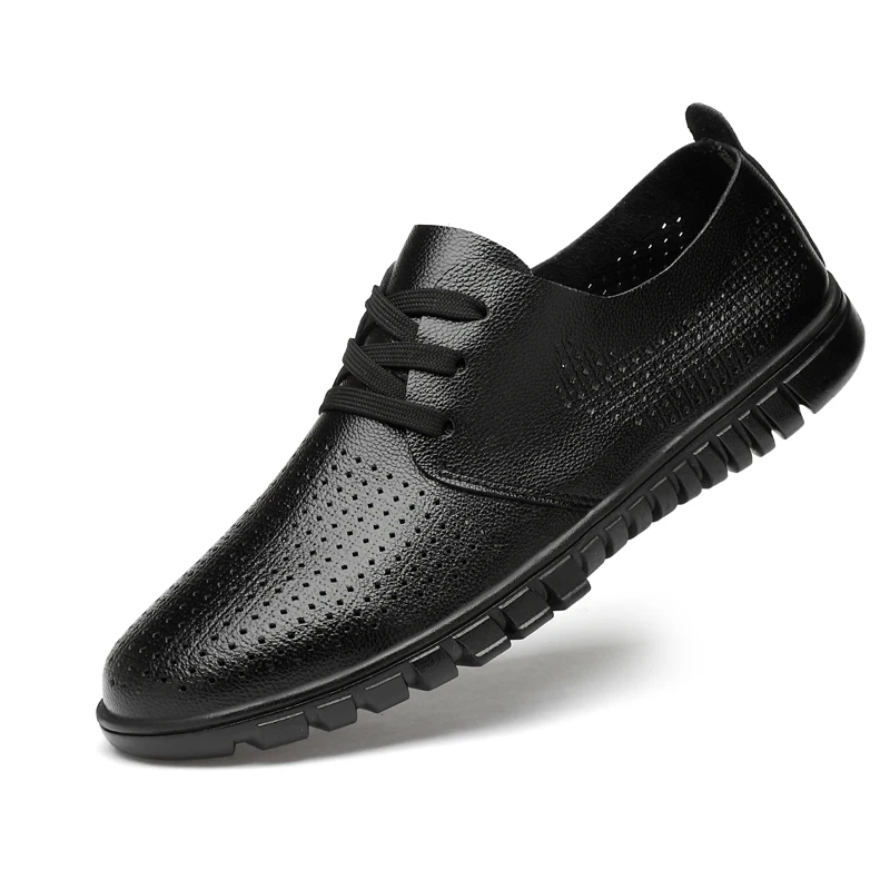 

Men's Casual Loafers Hollow Cow Split Leather New Slip On Designer Men Flats Shoes Casual Big Size 48