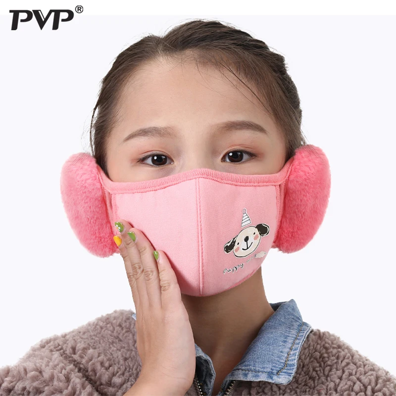 Мультяшная Защитная детская маска для рта Ветрозащитная против пыли зимние