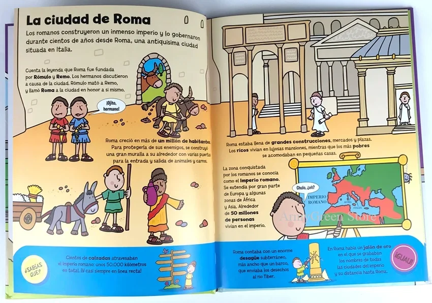 Книга с римскими знаниями для детей и родителей оригинальная испанская в твердом