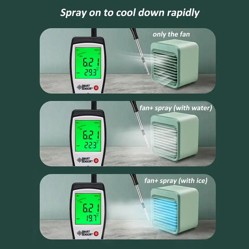

NEW USB Rechargeable Portable Air Conditioner Light Desktop Air Cooling Fan 3-speed Regulation Air Cooler Fan For Office Home