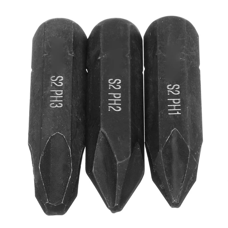 

3 шт. винтовая насадка S2 из легированной стали PH1 / PH2/PH3, крестовая насадка, черная сменная прочная Магнитная насадка