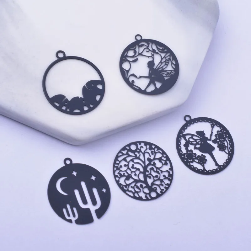 

12 шт латунный лазерный тют черный круглый слон фоторазъем Сделай Сам Изготовление ювелирных изделий