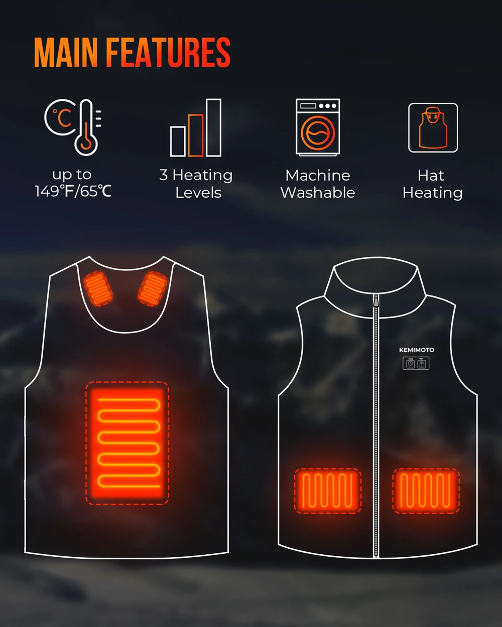 Жилет с электроподогревом и USB-аккумулятором зимняя куртка регулируемой