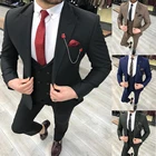 Новейший черный Классический мужской костюм из 3 предметов смокинг с пиковым отворотом свадебные костюмы для жениха бордовый мужской деловой пиджак брюки жилет