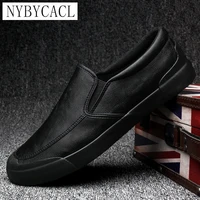 genuine leather luxury brand mens loafers slip on leather male sneakers rubber breathable mens flat shoes autumn and winter new