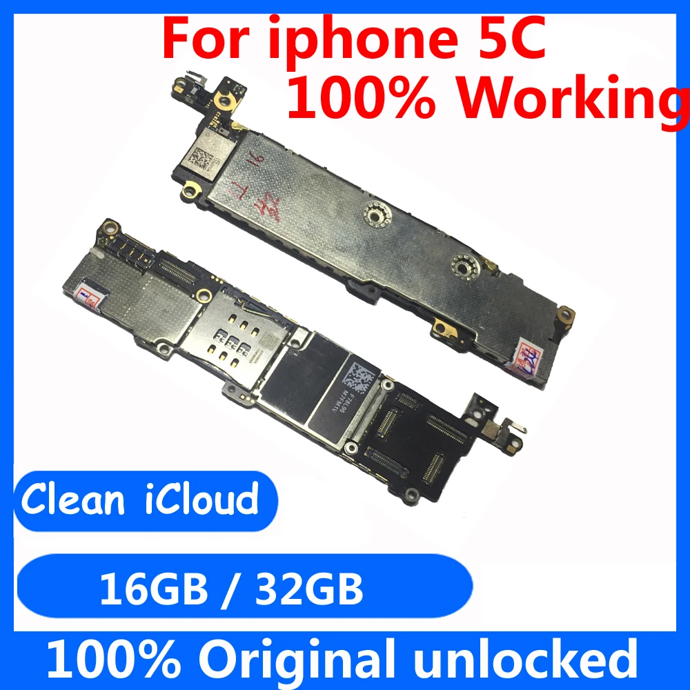 

100% Original unlocked motherboard for iphone 5C 16gb 32gb good working IOS system logic board Free iCloud mainboard+Full Chips