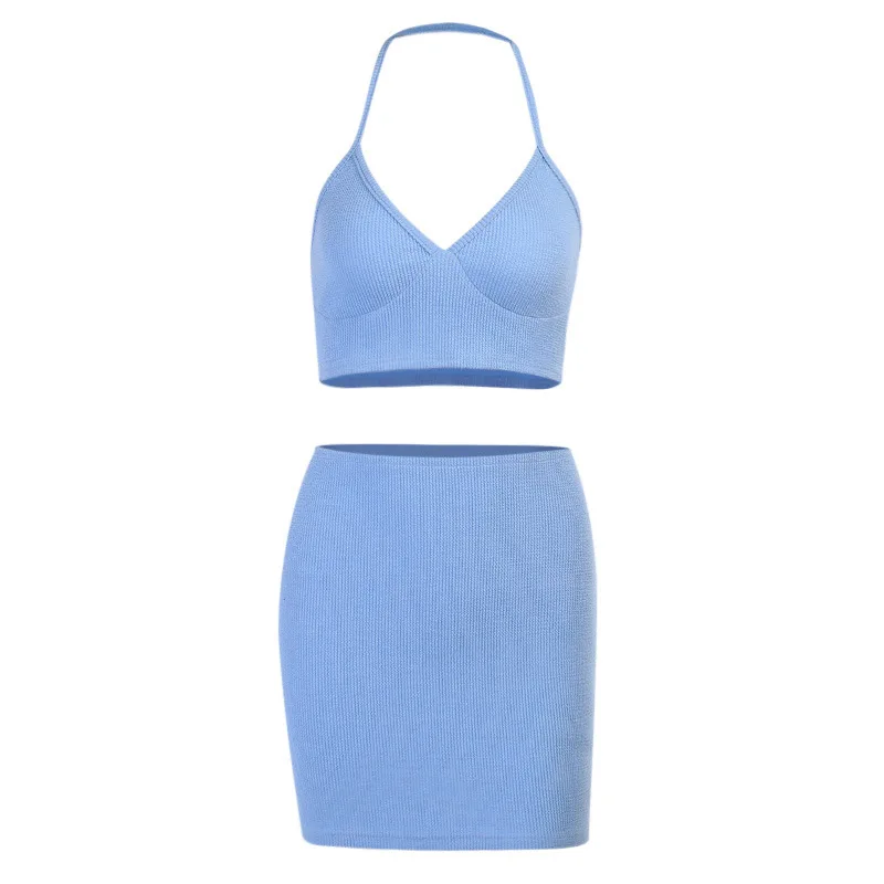 

European and American new solid color short skirt suit women's suspender slim sexy snake pattern two-piece vest