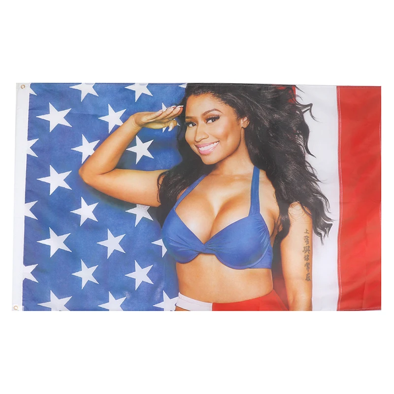Фото 3x5 футов Ники Минаж рэп сексуальный флаг США музыка ПЕВЕЦ звезда шелковая ткань