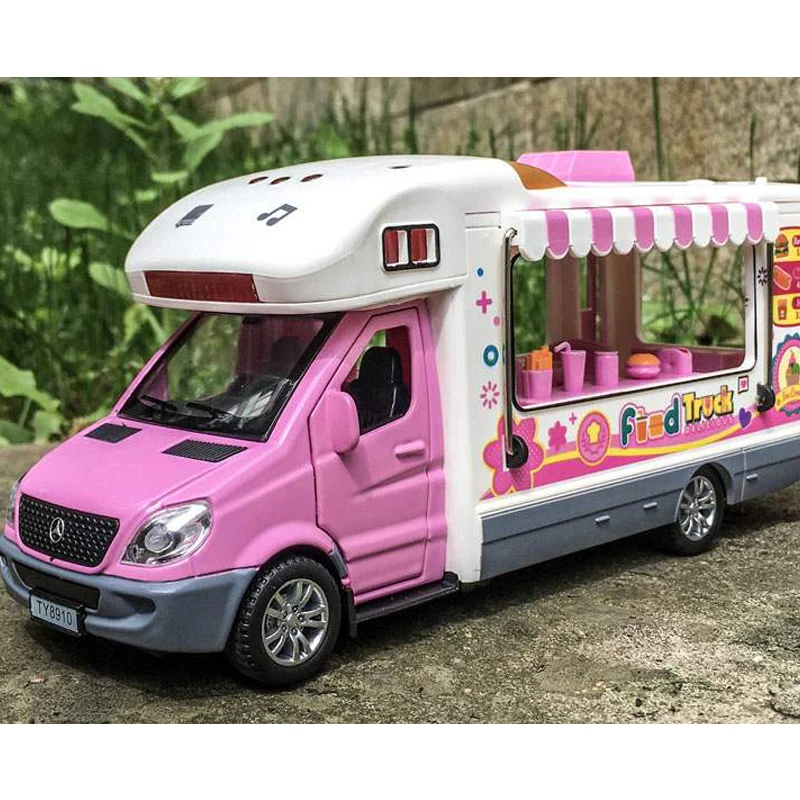 

1:32 Simulation Alloy RV Ice Cream Car Child Dining Car Early Learning Toy Car Pull Back Car Boy Girl Toy Gift