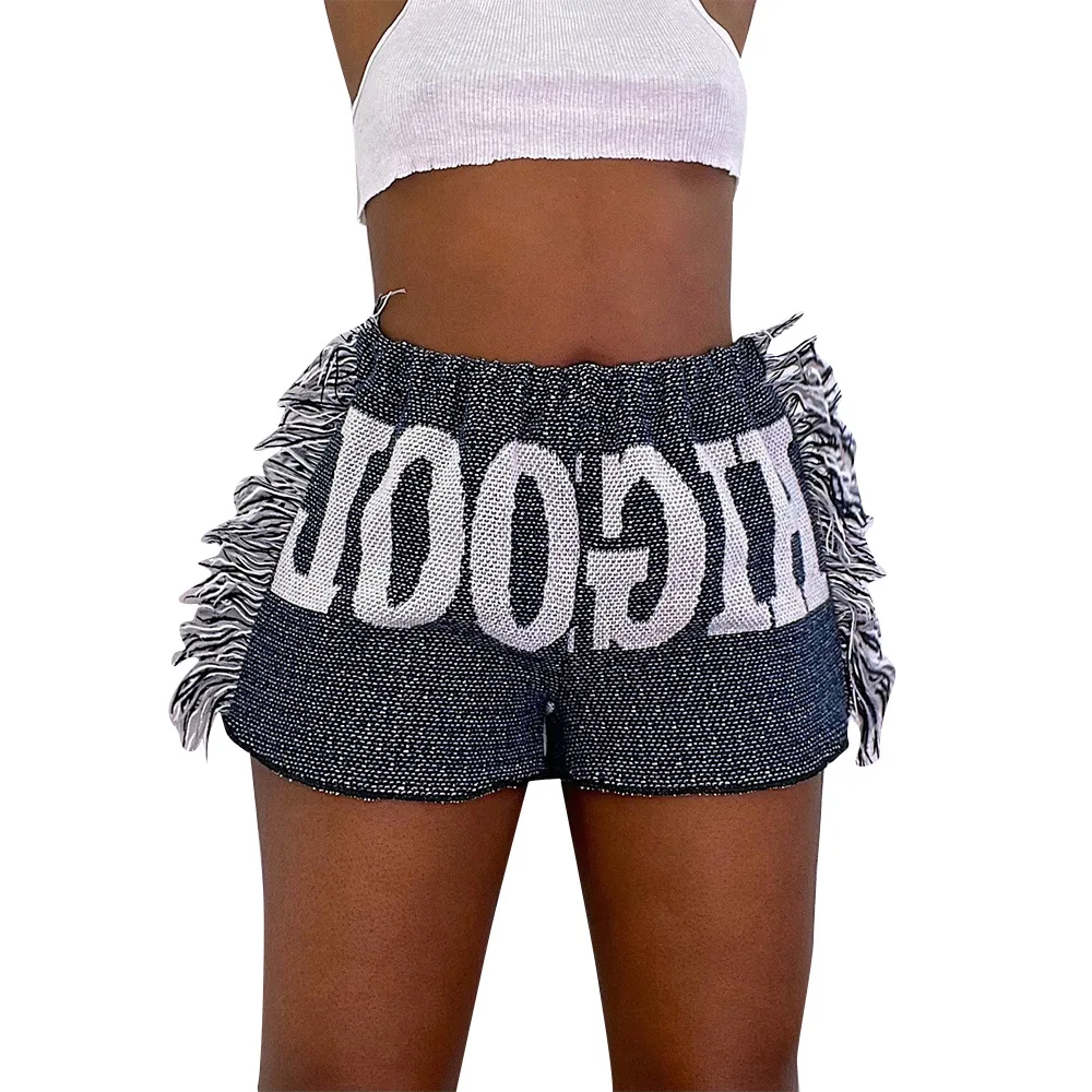 

A&BHelenss 2021 Summer Clothes for Women New Casual Fashion Positioning Print Colorful Pattern Tassel Shorts Women