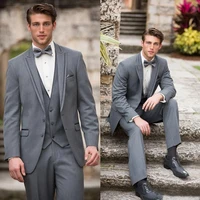 high quality tailor made gray men suits fashion peaked lapel two buttons 3 pieces bridegroom wedding tuexdos costumes hommes