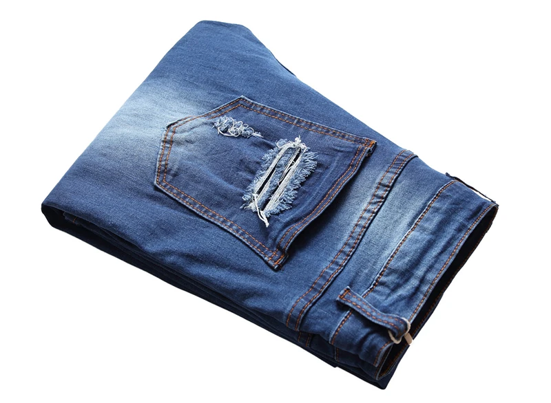 

Rose Embroidered Jeans Streetwear Fashion Rose Denim Pants Men Hole Jeans Elastic Slim Fit Casual Trousers Male BP079