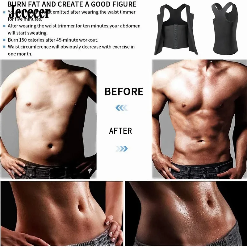 Men Sweat Body Shaper Neoprene Waist Trainer Corset Vest Slimming Shapewear With Corset Girdles For Sauna Fat Burner Workout Top