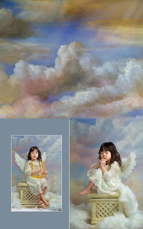 Фон для фотосъемки с изображением масляной живописи стильный белый облако