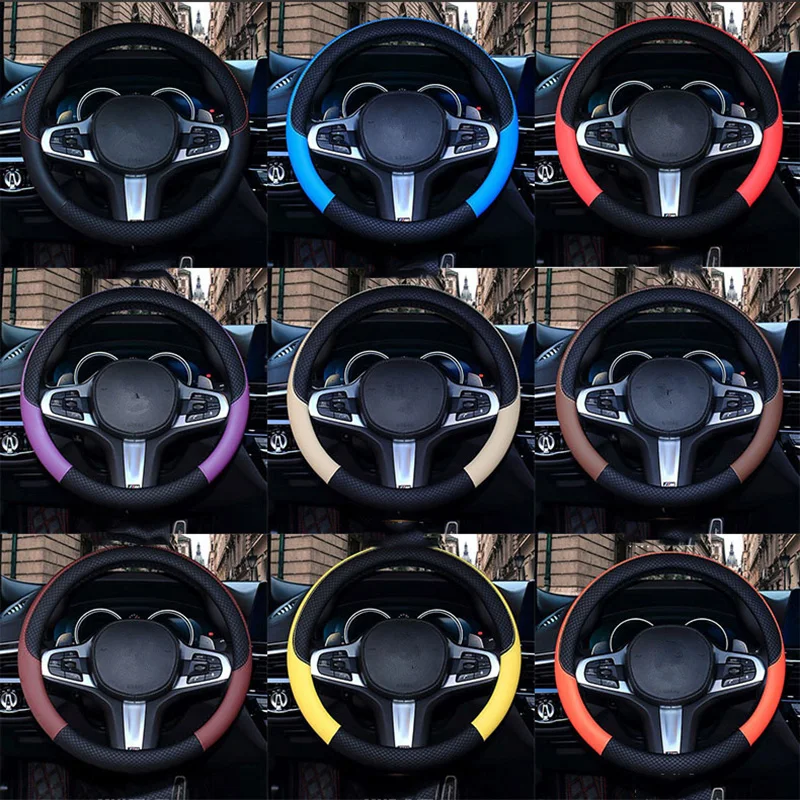 Чехол рулевого колеса автомобиля из искусственной кожи чехлы на руль для Bmw Audi