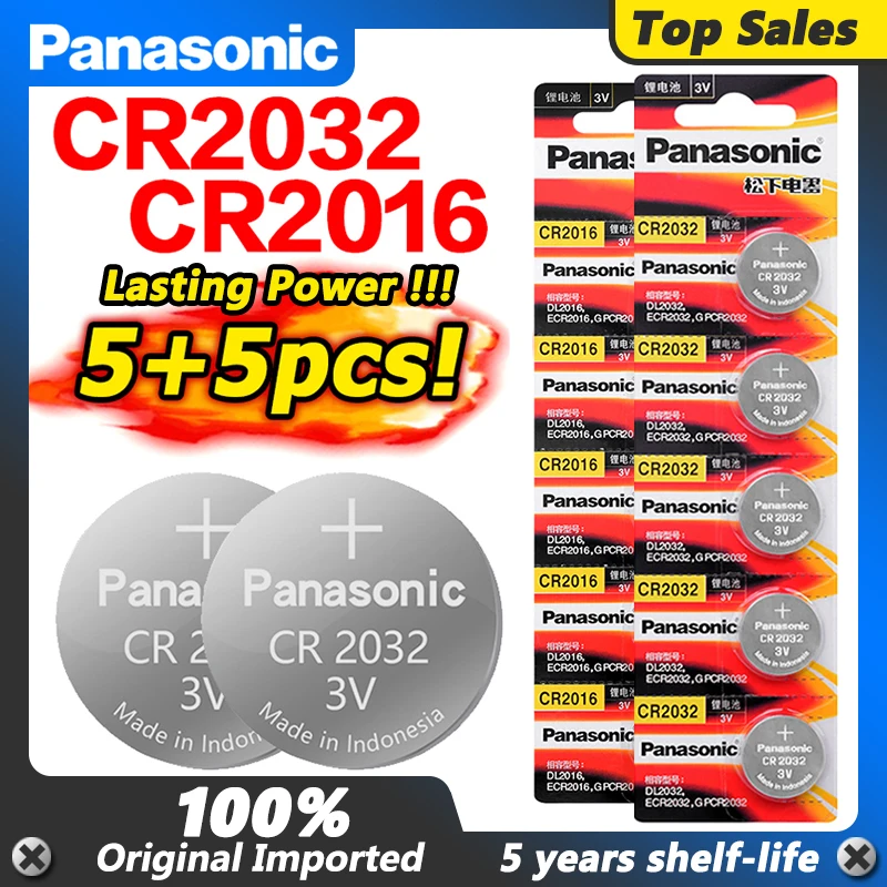 Литий ионный аккумулятор Panasonic cr2016 + 5 шт. cr2032 3 в кнопочный Аккумулятор для часов