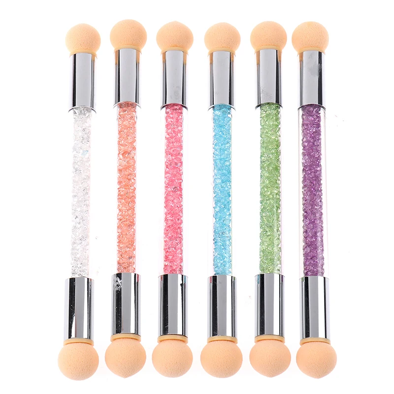 

1 Pc Double-ended Gradient Shading Pen Dotting Brush Sponge Head Rhinestone Handle Nail Art Brush Nail Art Painting Tool