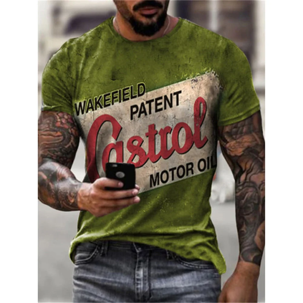 

Футболка мужская с круглым вырезом, Повседневная модная рубашка в стиле ретро, с коротким рукавом, с 3D принтом букв, уличная одежда в стиле Х...