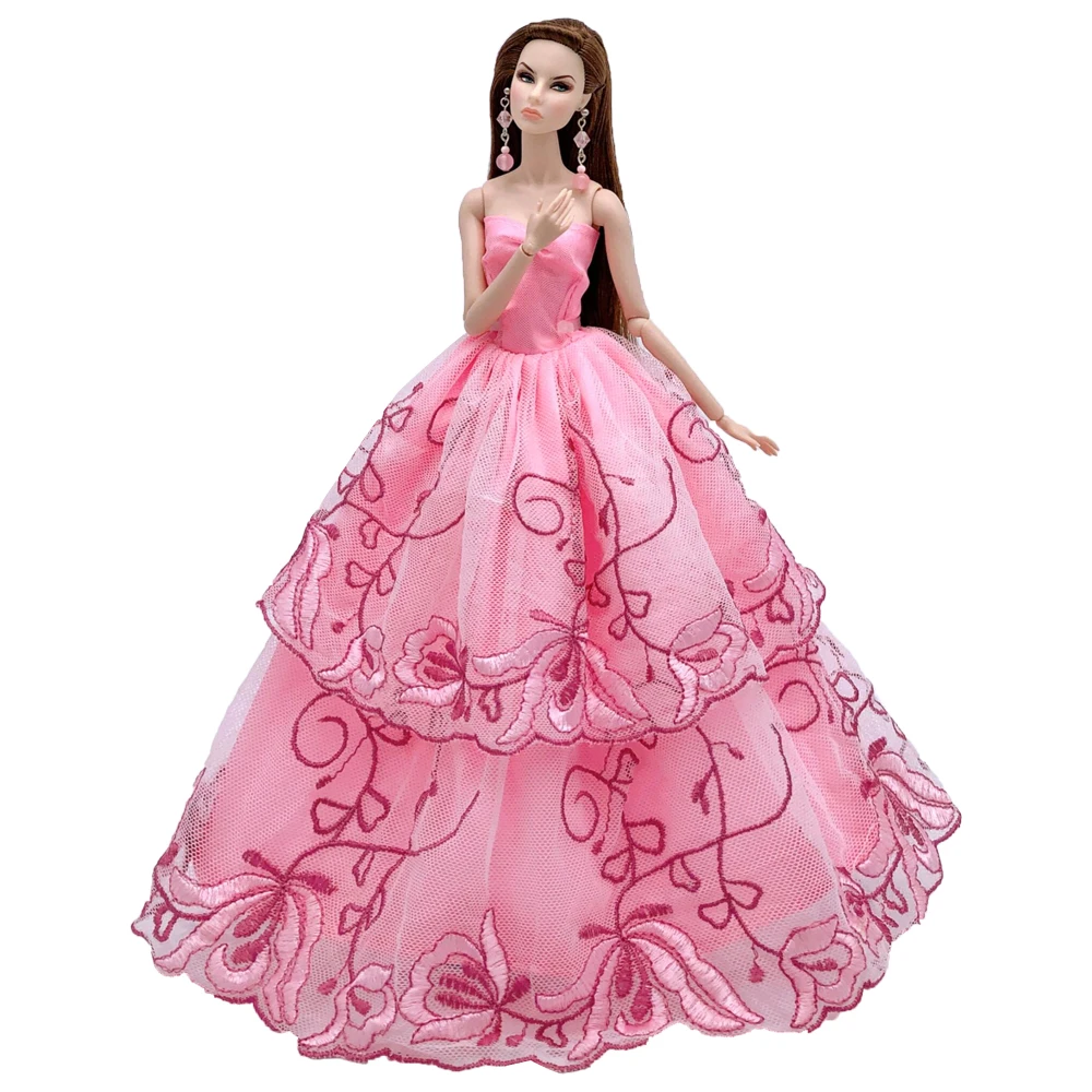 M NK One Pcs Doll Princess Wedding Dress Noble Party Gown For Barbie Doll Accessories Handmake Outfit Best Gift For Girl' Doll JJ - Цвет: M