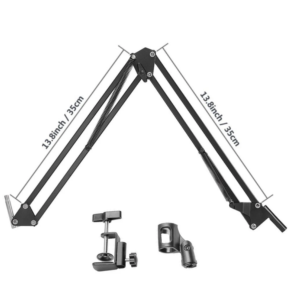 

Настольная подставка для микрофона с ножницами, держатель-клипса для микрофона, штатив для прямого эфира, Выдвижной кронштейн, тяжелая стой...