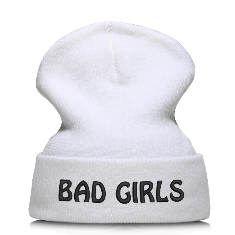 Beanie шляпа Skullie шапка, вязаная шапка-носок Зимняя Вышивка в стиле панк Для мужчин Для женщин подростков уличных танцев забавные персонализированные Csutomized плохие девчонки