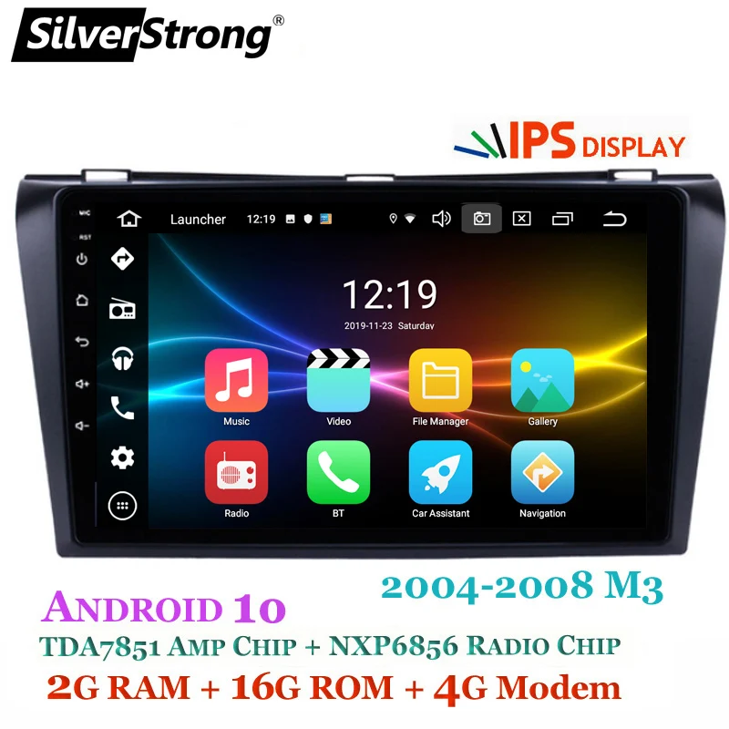 SilverStrong Android9.0 IPS 9 дюймов 4G автомобильный DVD для Mazda 3 Axela SIM модем радио автомобиль