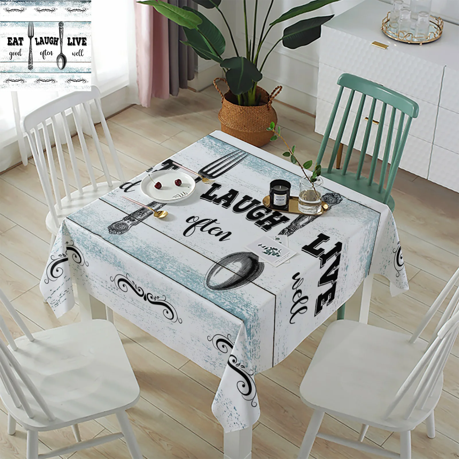 Водонепроницаемая скатерть в стиле ретро для кухни вилки ложки древесины