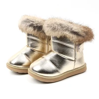 cuzullaa kids snow boots for girls boys winter boots baby rabbit fur warm plush winter shoes children warm cotton shoes boots