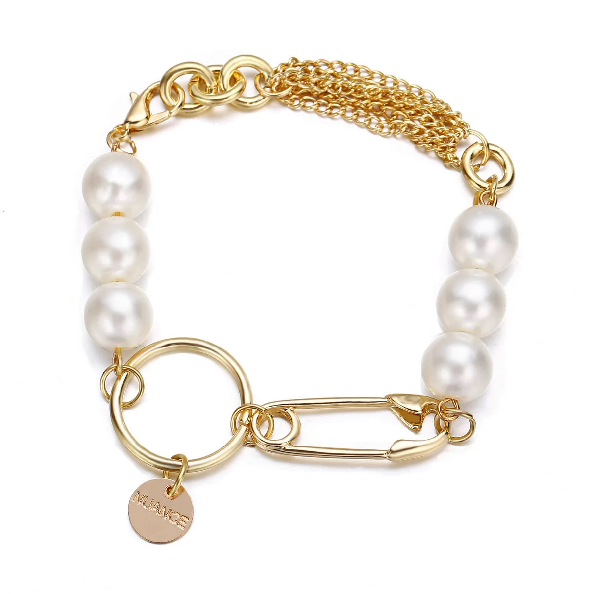 Pearl Bracelets Vintage Metal Paperclip Circle Charm Chain Gold Link Bracelet Braided 2020 Women Accesories Friendship | Украшения и