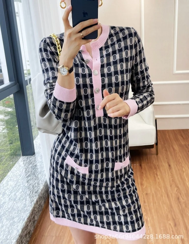 Новое Стильное мягкое вязаное жаккардовое Трикотажное изделие с розовыми краями