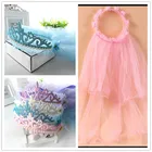 Фата свадебная с короной для девочек, двухслойная фата из фатина с оборками и цветочным кружевом для свадебной вечеринки, повязка на голову