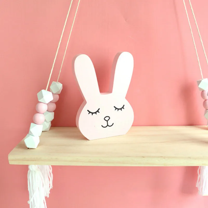 White Rabbit Ins мультяшный деревянный домашний декор, милый кролик, белка, украшение для спальни для девочек, детский Декор для детской комнаты, подарок - Цвет: White Rabbit