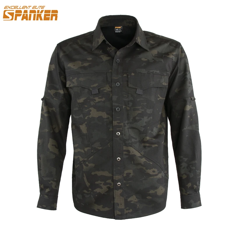 EXCELLENT ELITE SPANKER Men's Tactical Casual Long Sleeve Shirt
