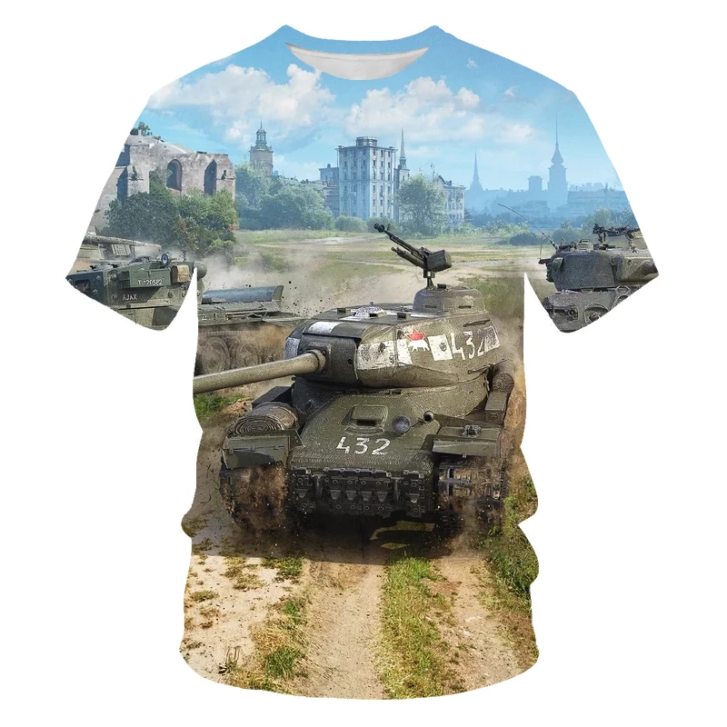 

Hot-selling in summer 3D printing men's t-shirt, otaku mobile game tank battle graphic t-shirt, fashion casual oversized t-shirt