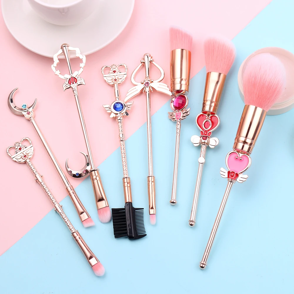 

Anime Cosplay Cosmetic Brush Makeup Brushes Set 8pcs Tools kit Eye Liner Shader Foundation Powder Natural-Synthetic Pink Hair