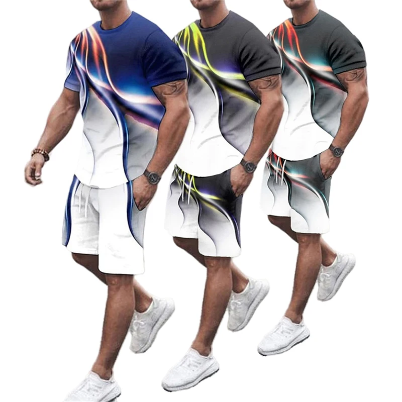 Мужской костюм из 2 предметов футболка с круглым вырезом и шорты|Мужские